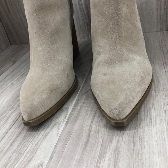 Marc Fisher Ankle Boots Womens 10M Alva Tan Suede Slip On Chelsea Booties - Picture 6 of 12